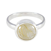 Genesis Sophisticated Golden Solitaire Ring Rutile Quartz Yellow