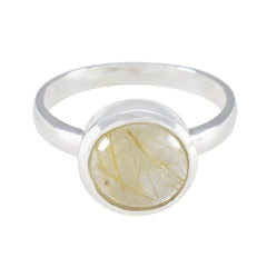 Genesis Sophisticated Golden Solitaire Ring Rutile Quartz Yellow