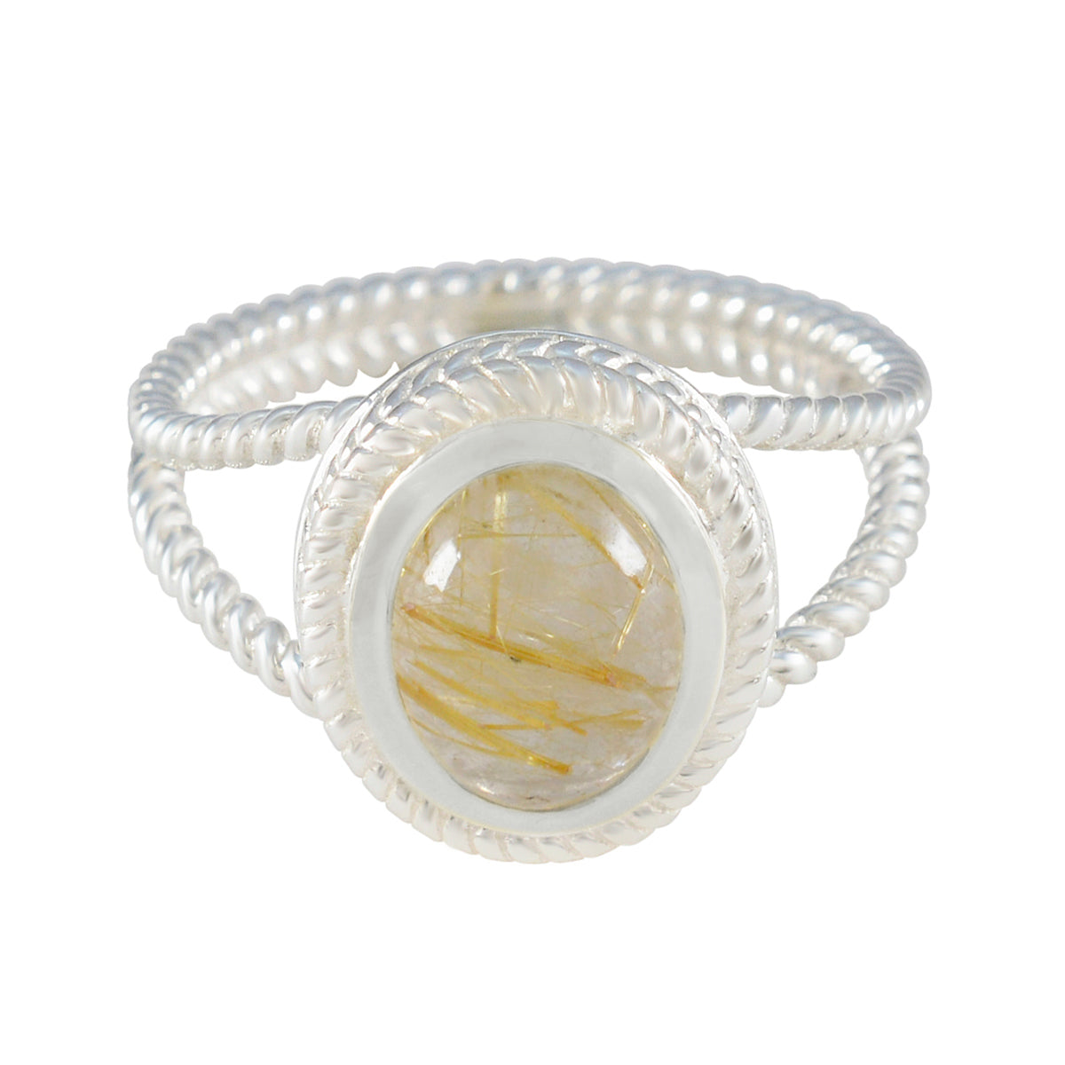 Giulia Rope-Wire Golden Solitaire Ring Rutile Quartz Yellow