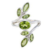 Araya elegant silver green gemstone leafy ring with multiple faceted green stones in leaf shapes