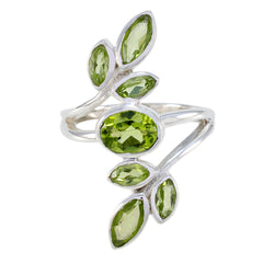 Araya elegant silver green gemstone leafy ring with multiple faceted green stones in leaf shapes