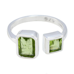 Liyana green gemstone toi et moi ring sterling silver open band with two faceted square green stones