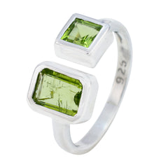 Liyana green gemstone toi et moi ring sterling 925 silver open band with two bezel peridot stones