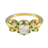 Wen Green Halo Gemstone Ring with Gold Finish Emerald CZ Green