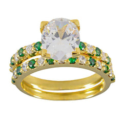 Pilar Green Halo Promise Ring with Sparkling Gemstones
