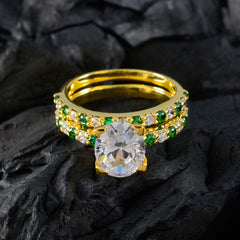 Pilar Green Halo Promise Ring with Sparkling Gemstones
