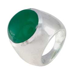 Greta Green Solitaire Gemstone Ring with Silver Band