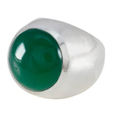 Greta Green Solitaire Gemstone Ring with Silver Band Green Onyx Green