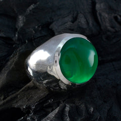 Greta Green Solitaire Gemstone Ring with Silver Band