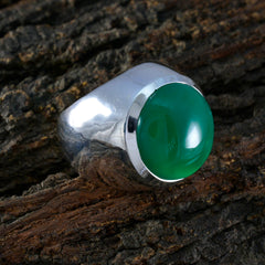 Greta Green Solitaire Gemstone Ring with Silver Band