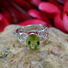 Isabella Green Solitaire Gemstone Ring with Silver Band