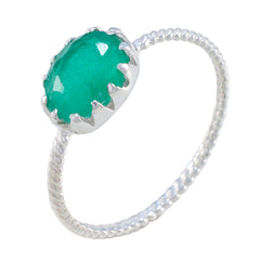 Eun-ji Green Solitaire Ring with Silver Band