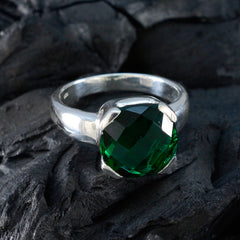 Elena Green Solitaire Ring with Silver Band