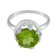 Giulia Green Solitaire Ring for Women in Silver Peridot Green