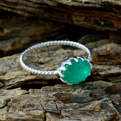 Eun-ji Green Solitaire Ring with Silver Band