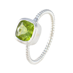 Hina Green Solitaire Ring with Sterling Silver Band