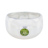 Agnes Green Solitaire Ring with Sterling Silver Band Peridot Green