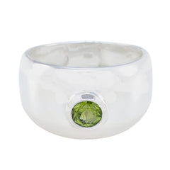 Agnes Green Solitaire Ring with Sterling Silver Band Peridot Green