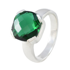 Elena Green Solitaire Ring with Silver Band
