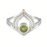 Eun-ji Stylish Green Solitaire Ring with Silver Detail Peridot Green