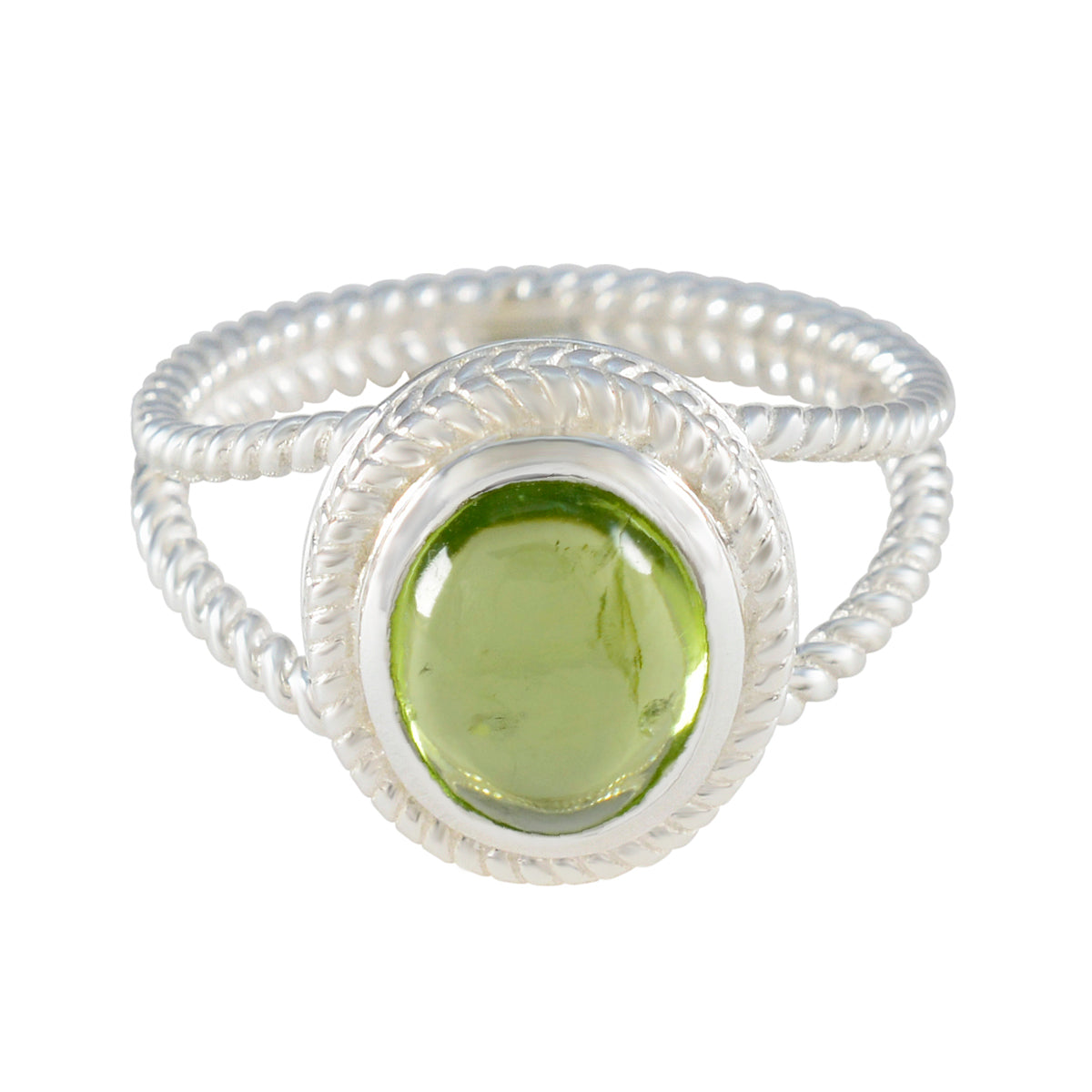 Joaquina Rope-Wire Green Solitaire Ring Peridot Green