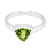 Saanvi green stone solitaire ring with triangular green gemstone set in silver band