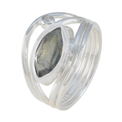Valentina grey toi et moi ring silver band with marquise grey stone and small round clear accent