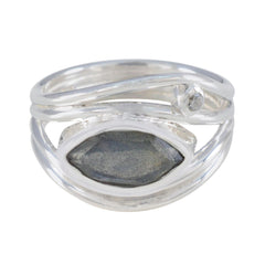 Valentina sterling silver ring with marquise grey stone and small round accent grey toi et moi ring