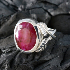 Mathilde Leafy Red Solitaire Ring with Gemstone