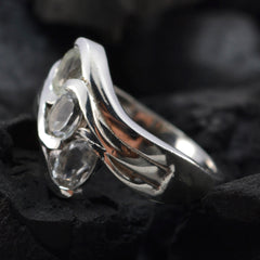 Yasmine silver band light green trilogy ring with three light green gemstones set on top