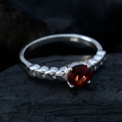Wen Luxurious Red Solitaire Ring with Silver Band