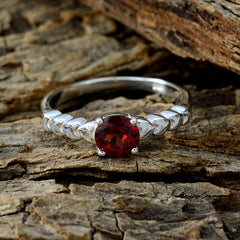 Wen Luxurious Red Solitaire Ring with Silver Band