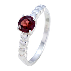 Wen Luxurious Red Solitaire Ring with Silver Band