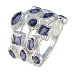 Siti modern blue gemstone ring with multiple blue stones in silver setting