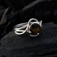 Haruka Modern Brown Solitaire Ring in Sterling Silver