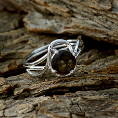 Haruka Modern Brown Solitaire Ring in Sterling Silver