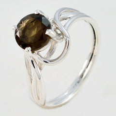 Haruka Modern Brown Solitaire Ring in Sterling Silver