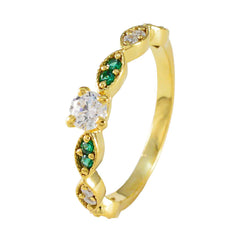 Natcha Modern Green Halo Ring Gold-Plated Gemstone