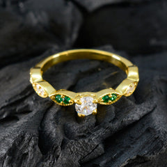 Natcha Modern Green Halo Ring Gold-Plated Gemstone