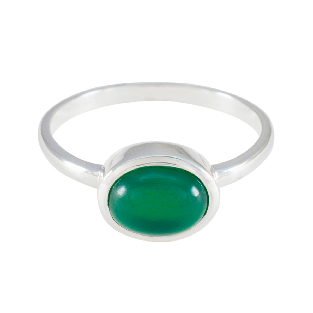 Emi Modern Green Solitaire Ring in Silver Green Onyx Green