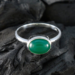 Emi Modern Green Solitaire Ring in Silver