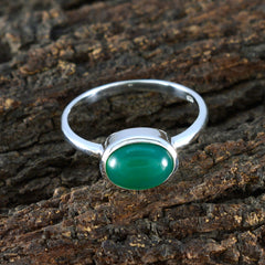 Emi Modern Green Solitaire Ring in Silver