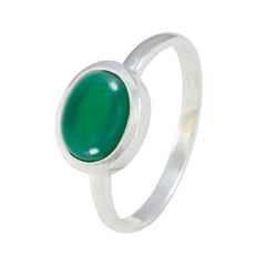 Emi Modern Green Solitaire Ring in Silver