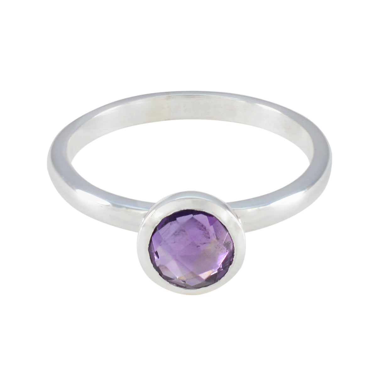 Yuki Modern Purple Solitaire Ring with Amethyst Gemstone Amethyst Purple