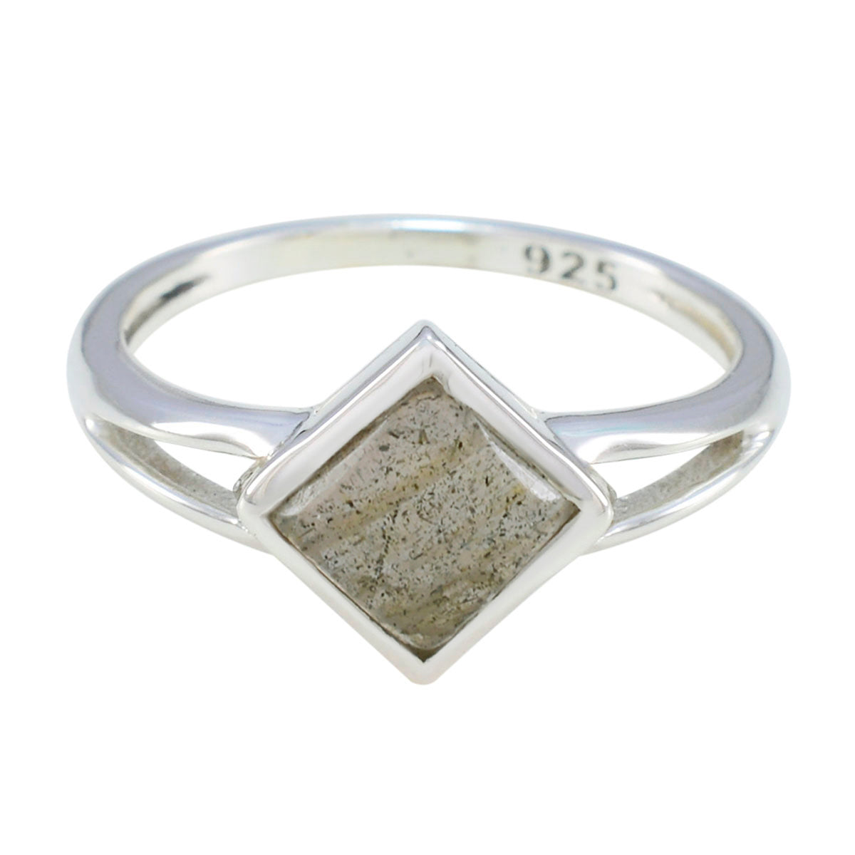 Addison Modern Solitaire Grey Ring Sterling Silver Labradorite Gray