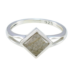 Addison Modern Solitaire Grey Ring Sterling Silver Labradorite Gray