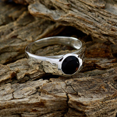 Hannah Modern Solitaire Ring with Black Stone