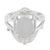 Putri Modern Solitaire Ring Elegant Silver Design Rainbow Moonstone White