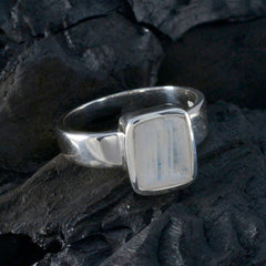 Julia Modern White Solitaire Ring with Rectangular Stone