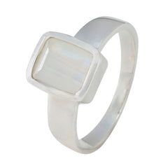 Julia Modern White Solitaire Ring with Rectangular Stone